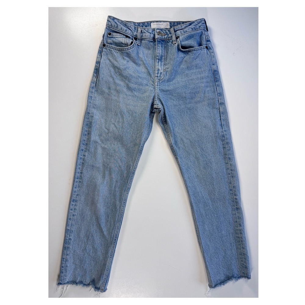 TOPSHOP Light Wash Denim Jeans W/ Raw Hem Womens W26 L26